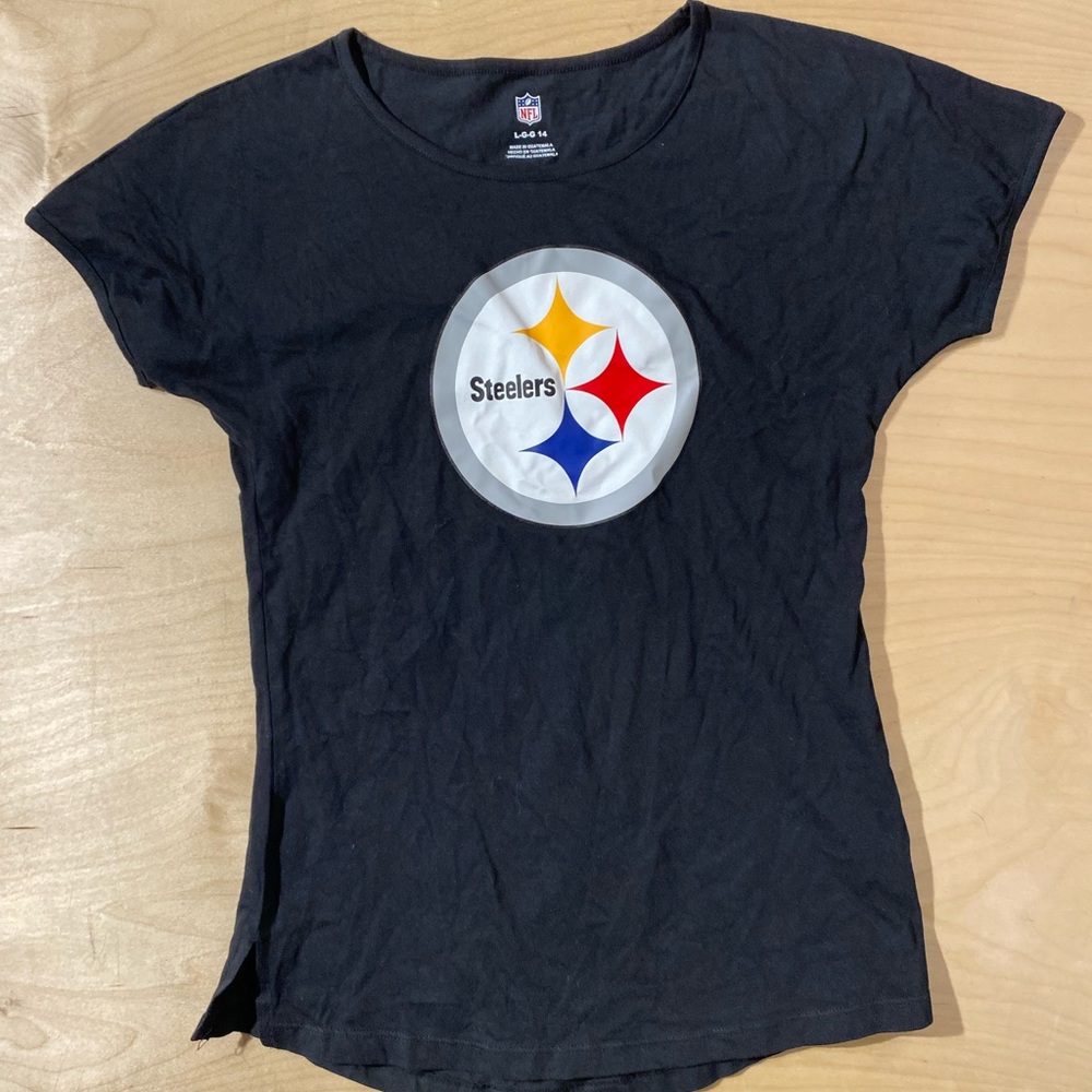 NFL Women's Black Steelers Tee Large (EY) - Picture 4 of 9